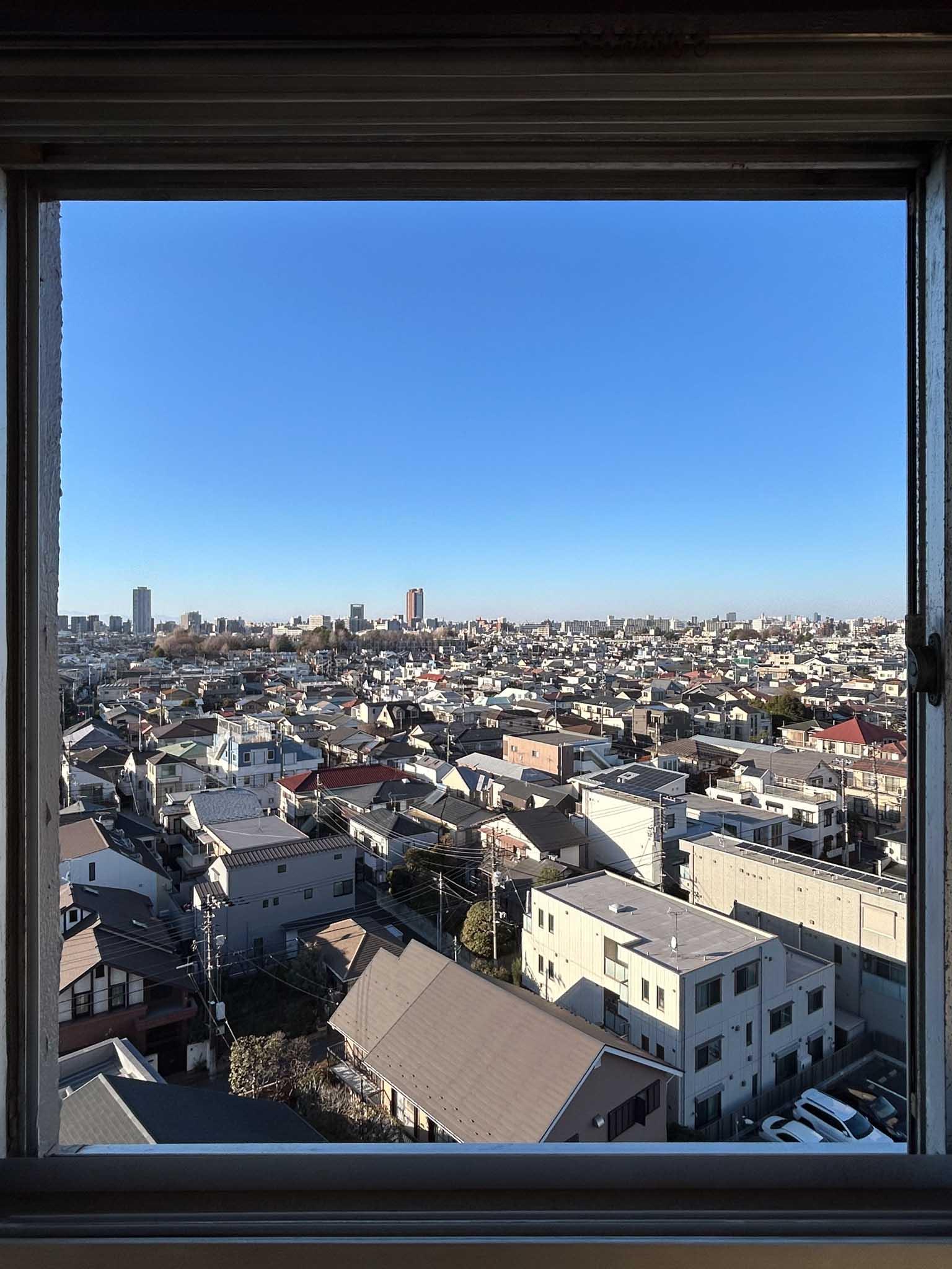 目黒区五本木の賃貸物件/北側の眺望。地平線がみえるほど抜けています