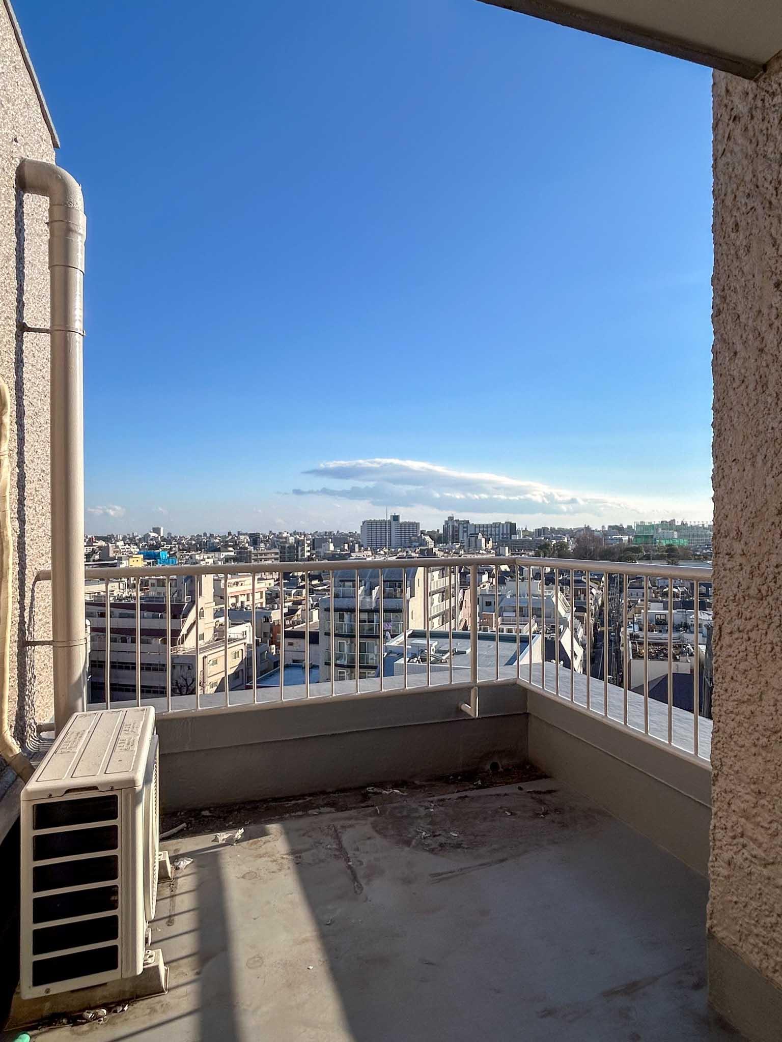 目黒区五本木の賃貸物件/洋室の南側にあるルーフバルコニー。洗濯機置き場はここにあります