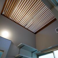 中野区上高田の賃貸物件/洗面脱衣室の天井はルーバーで、時間によって隙間から日の光が落ちてきます