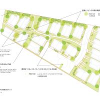 東京都東久留米市南町の売買物件/敷地には、高木、中木、そして続いていく緑の小道。一つの住戸では決してつくれない、連続する緑の情景をつくります