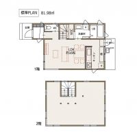 東京都東久留米市南町の売買物件/標準プランの建物。リビングの窓先には小庭を、勝手口外には家庭菜園を設けられるように設計。屋外空間も含めて環境を楽しんでもらえたら