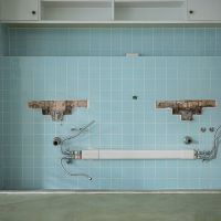 武蔵野市吉祥寺北町の賃貸物件/元シャンプーエリアに使われていた水色のタイル。うまく生かしていただきたい