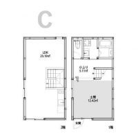 世田谷区船橋の賃貸物件/C：奥まった位置で教室利用などによさそうな店舗、住居機能は1階にバストイレを配し居室は全て2階に