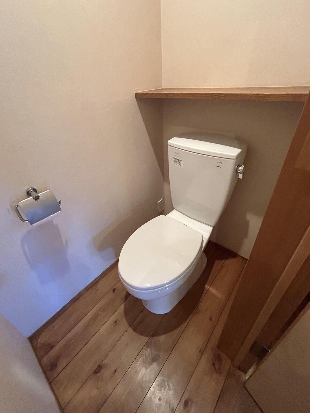 大田区大森中の賃貸物件/ドアの先に木床のトイレ