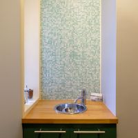 東京都世田谷区梅丘の売買物件/モザイクタイルと小さな手洗いが可愛らしいトイレの洗面