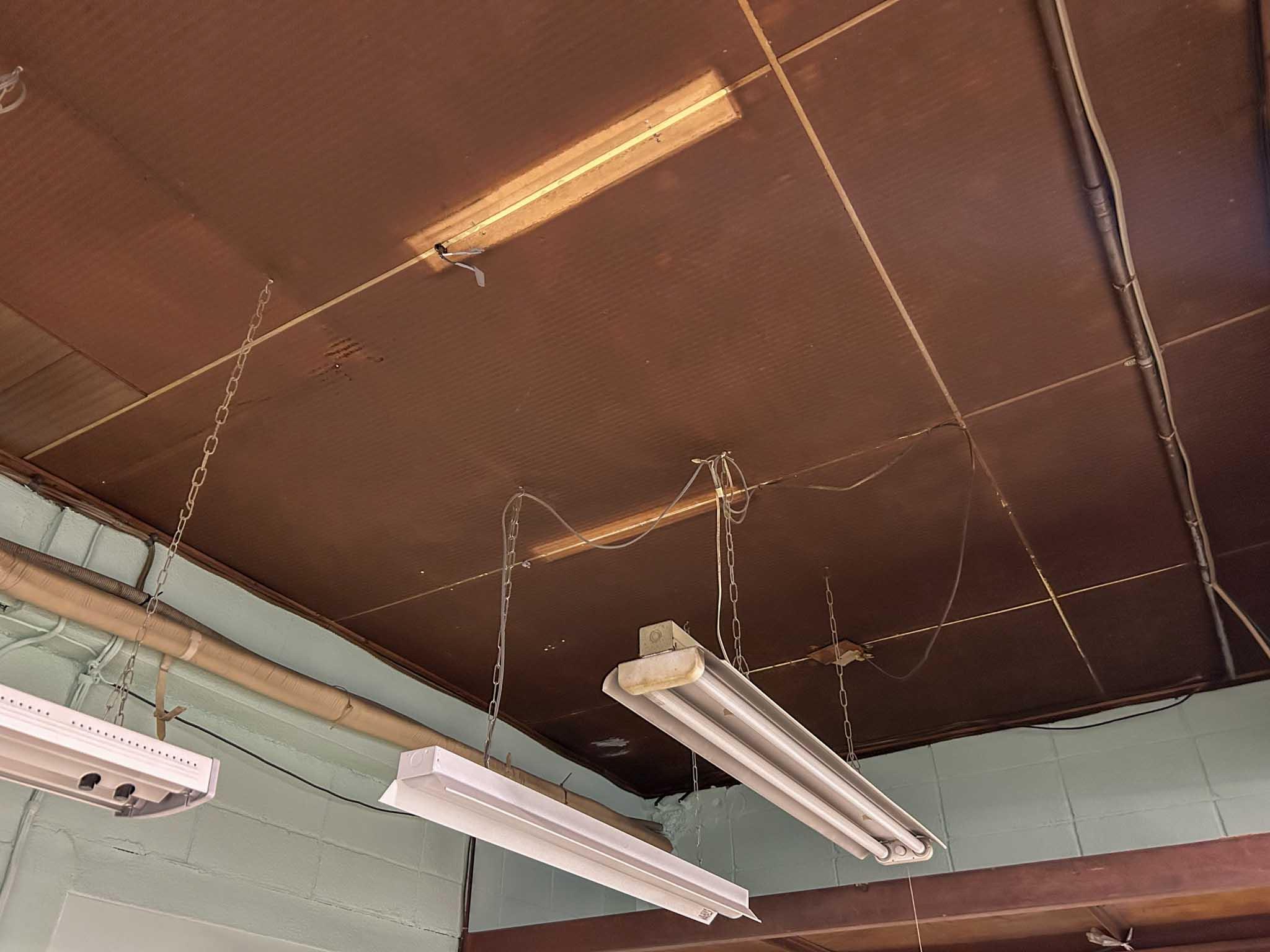 新宿区赤城下町の賃貸物件/コンクリートの天井に、繊維質のシートのようなものが張られている