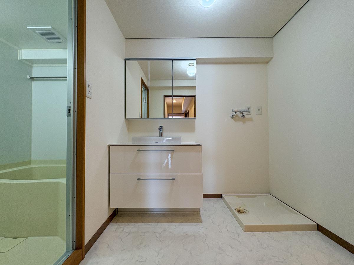 港区白金台の賃貸物件/洗面所　浴室とトイレにつながる