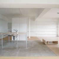 昭島市武蔵野の売買物件/左奥にバスルーム、トイレは中央の白い箱の中に（オーナー退去後2017年の写真）