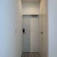 江東区平野の賃貸物件/玄関。ゆとりのあるシューズボックスが側面についています