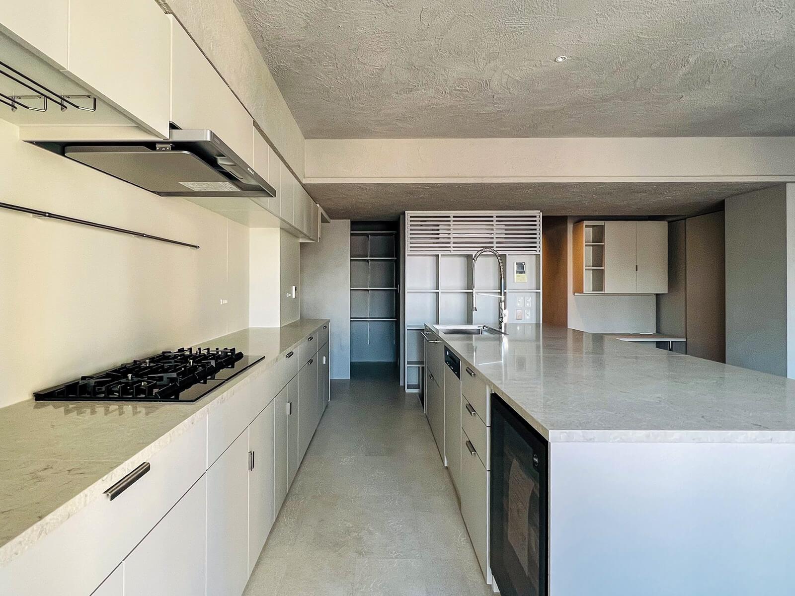 中央区月島の売買物件/写真正面奥が冷蔵庫置き場とパントリー