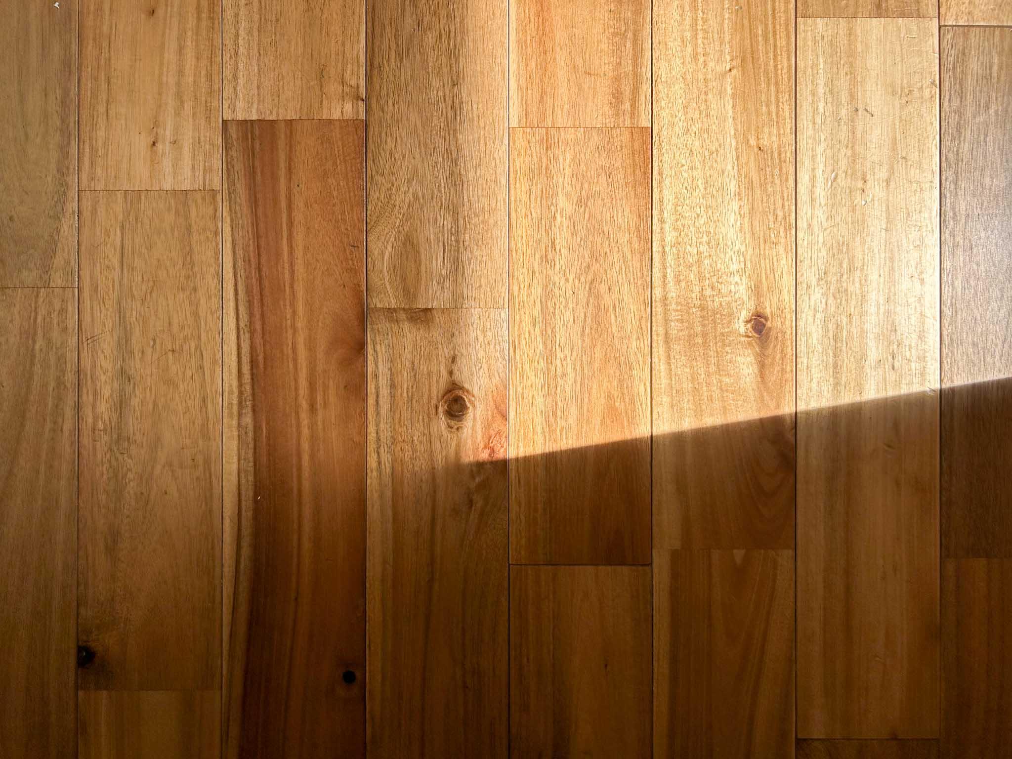 杉並区善福寺の賃貸物件/2階：無垢フローリングの質感。1階のものより木目が多い樹種