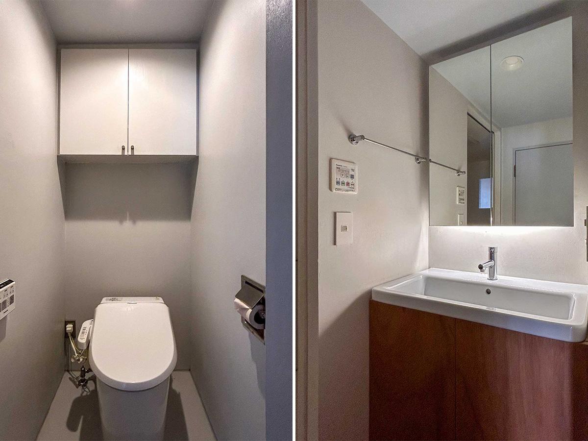 世田谷区池尻の売買物件/洗面台の背面側にトイレ