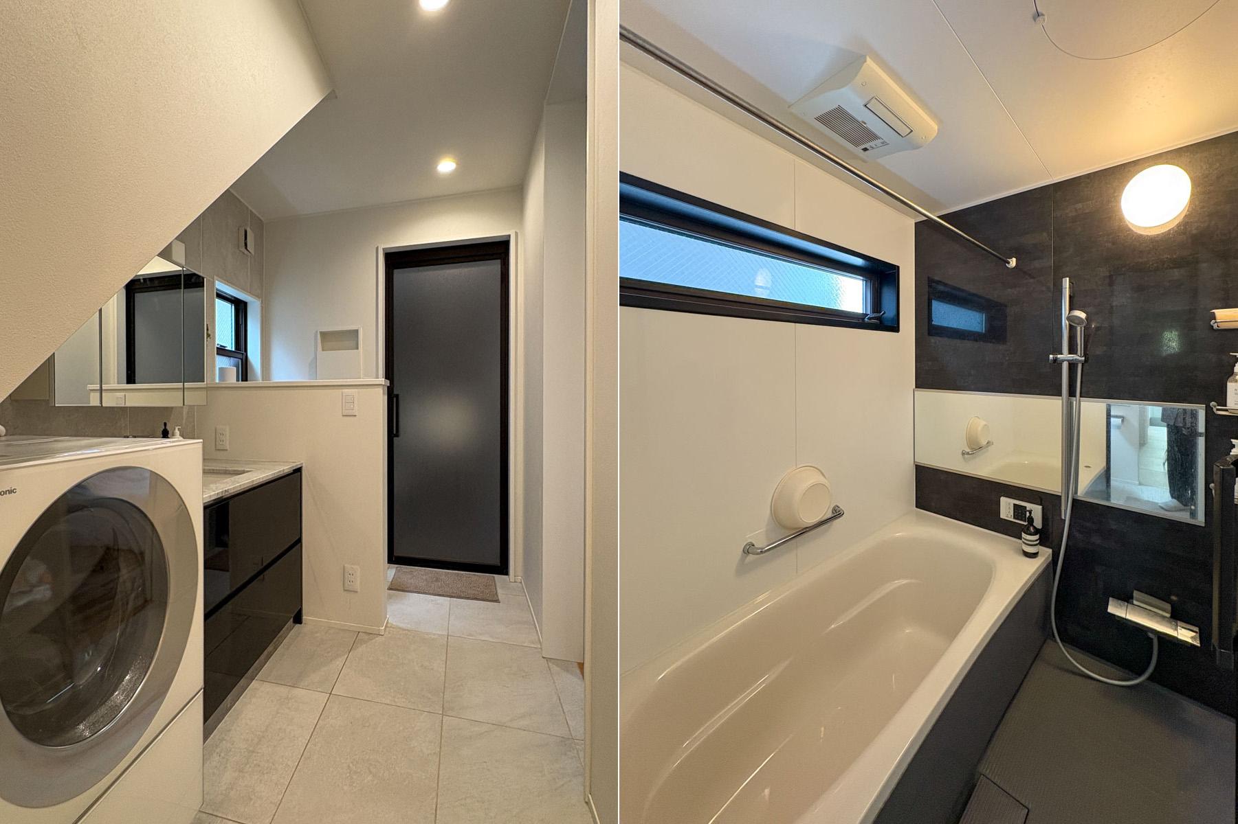 杉並区堀之内の賃貸物件/1階：洗面スペースの奥にトイレと浴室　浴室乾燥機あり