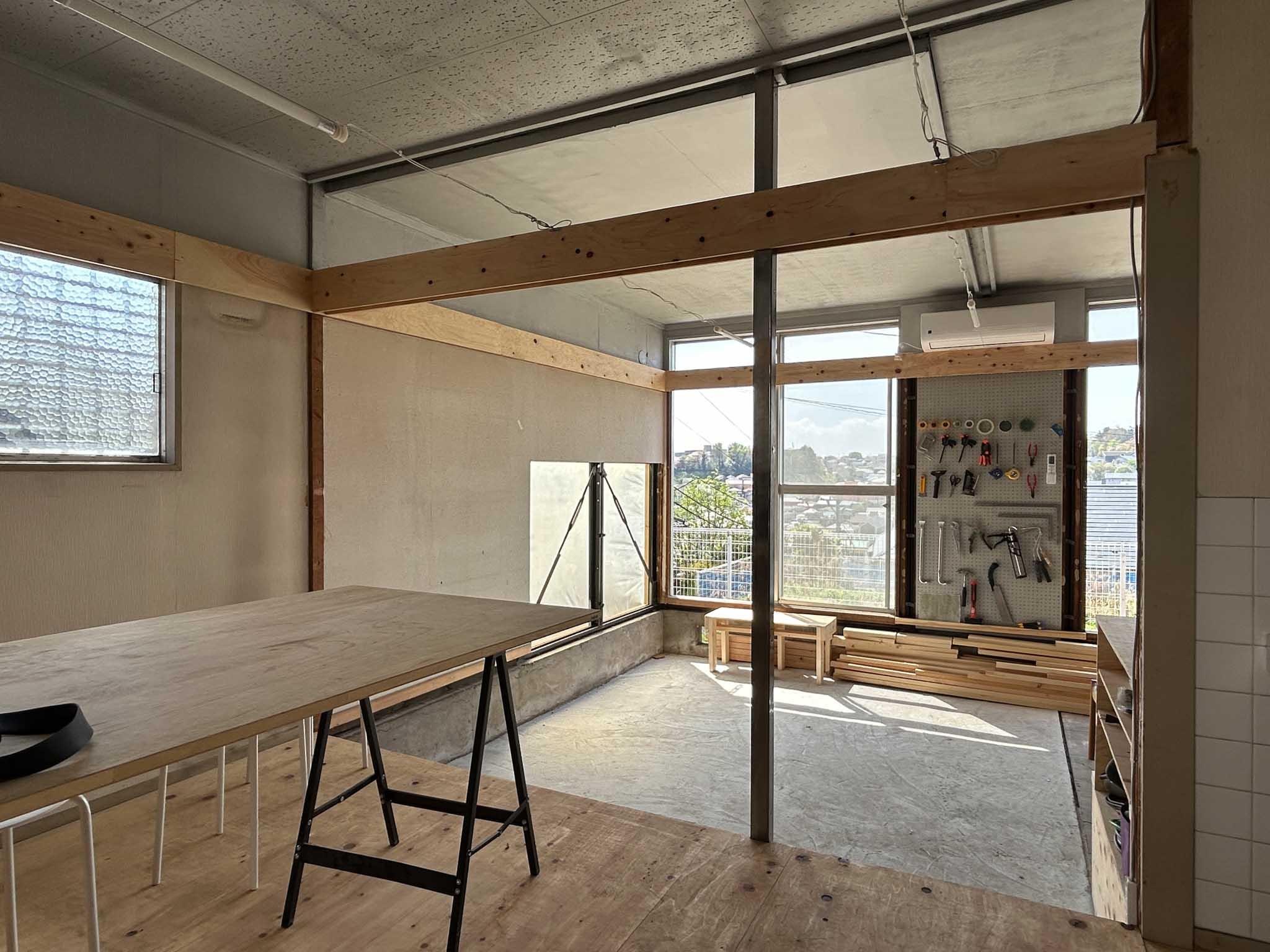 横浜市神奈川区三ツ沢上町の賃貸物件/工具や資材が格納されている、DIYセンター。空間づくりの参考になりそう