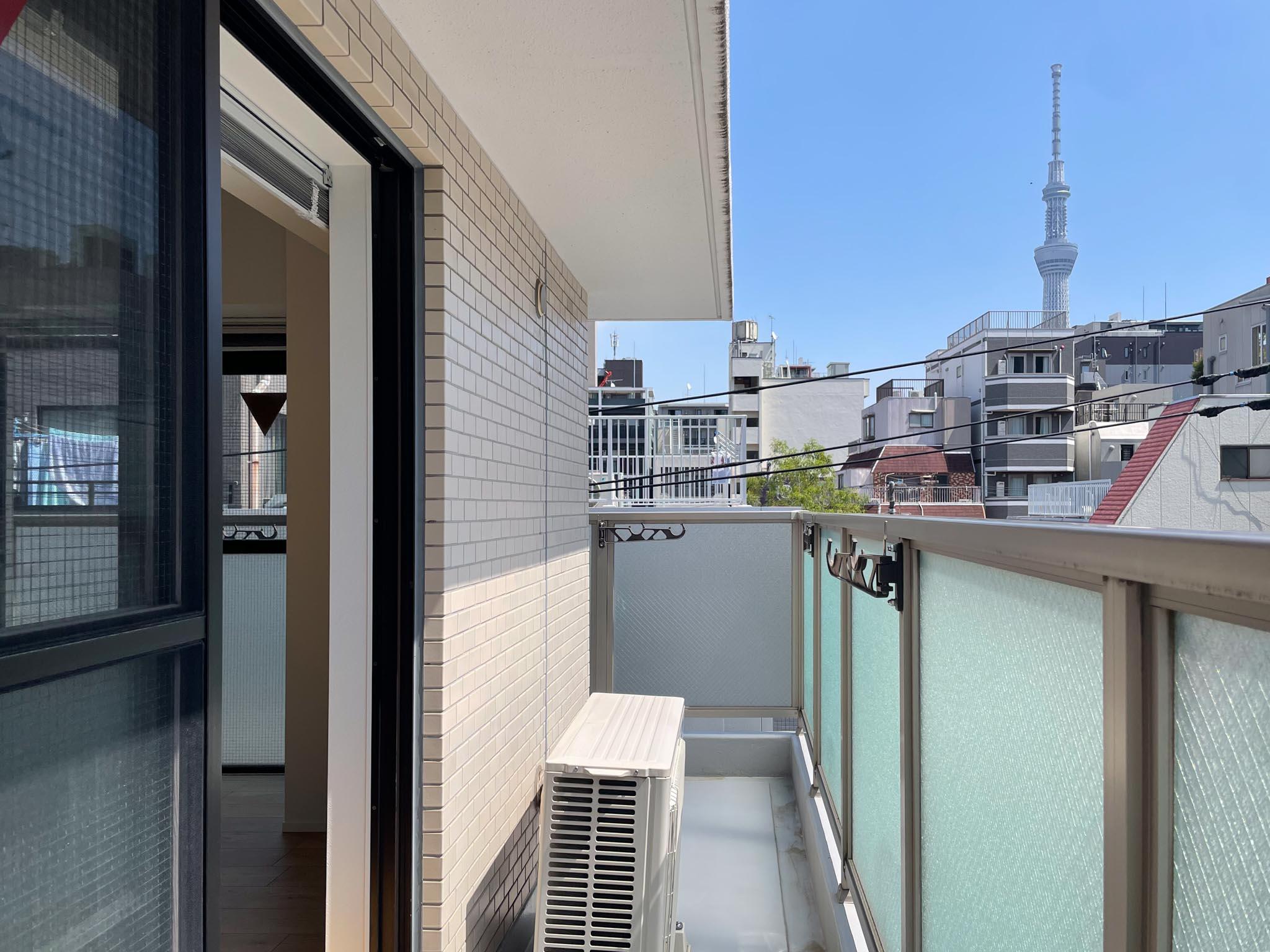 台東区浅草の賃貸物件/南側のベランダ