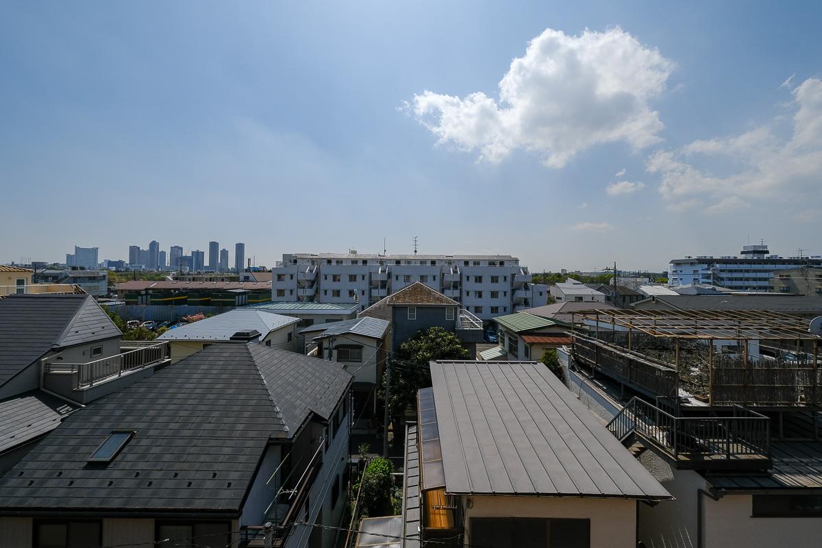 世田谷区玉堤の売買物件/リビングからの抜けた眺望。すぐそこが多摩川で、さまざまな花火大会が眺められるそう