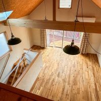 三鷹市上連雀の賃貸物件/2階：ロフトから下をみる。手すりがないので、収納として使うしかなさそうです