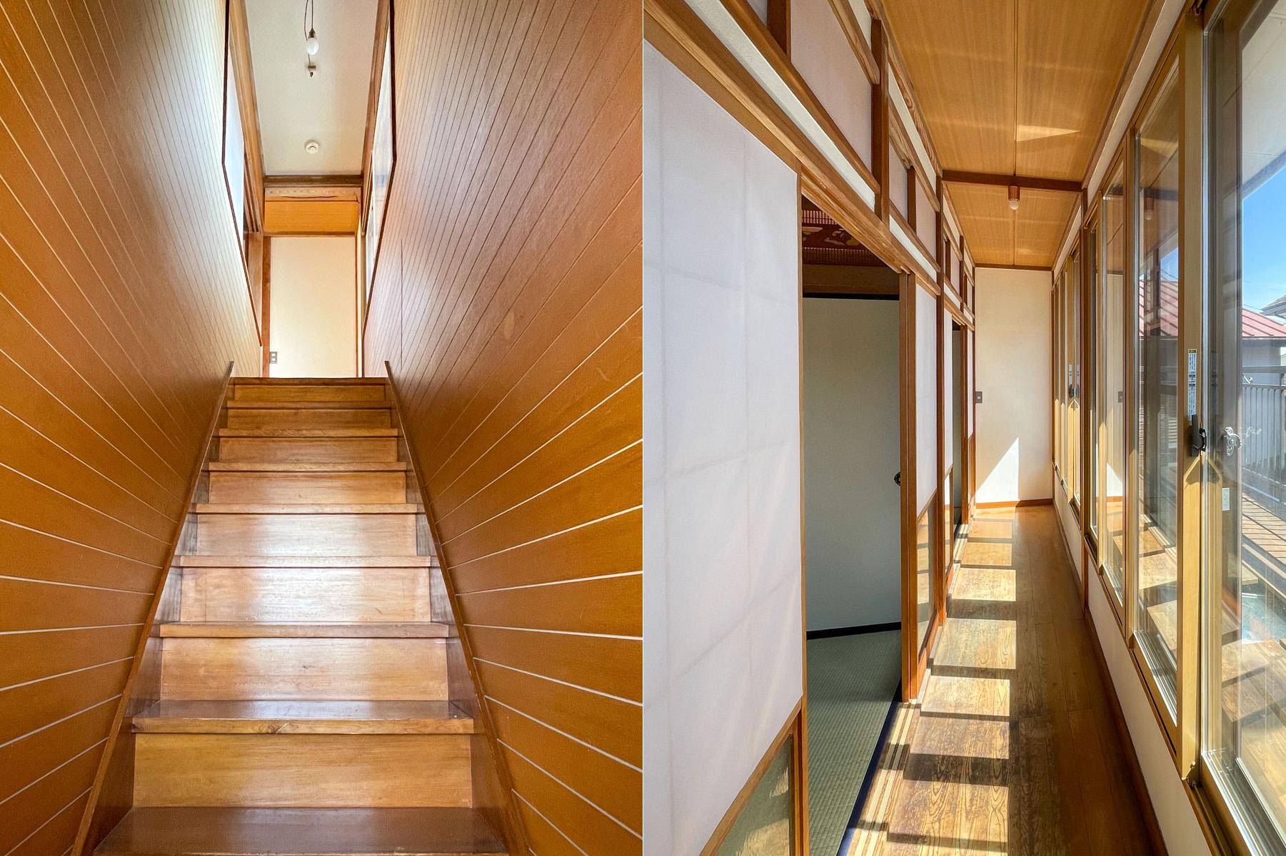 栃木県那須塩原市埼玉の賃貸物件/2階への階段と廊下