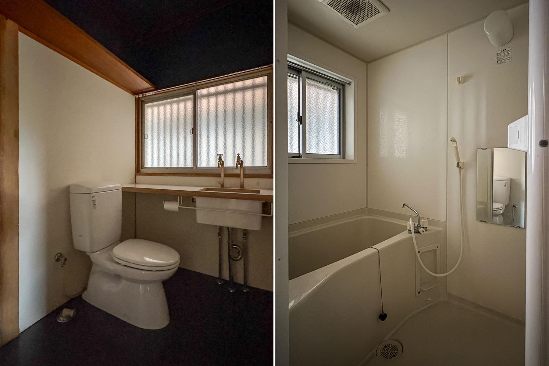 大田区上池台の賃貸物件/トイレと洗面所・脱衣所は同室です。トイレの横が洗濯機置き場になります