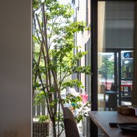調布市深大寺東町の賃貸物件/北西の窓の先に植栽が揺れる
