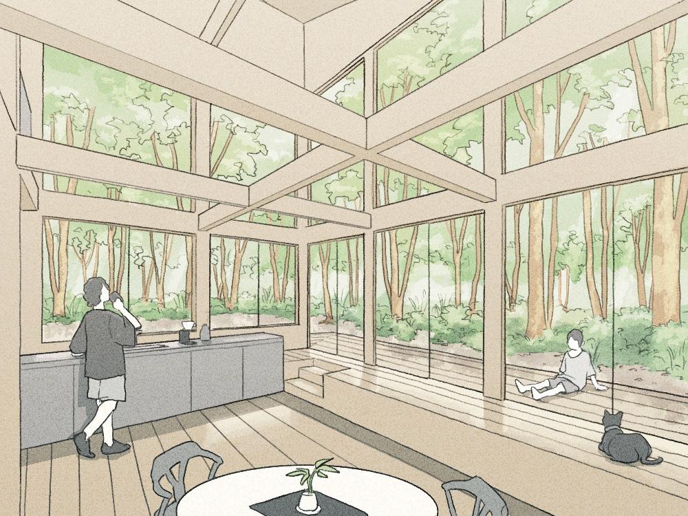 千葉県いすみ市岬町椎木の売買物件/「2階建」プランの、内装参考スケッチ。