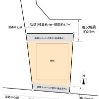 品川区小山台の売買物件/敷地図。本物件は建物建築時にセットバック済みです