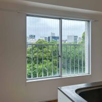荒川区西日暮里の賃貸物件/キッチンの背後に、もさもさの緑