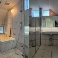 世田谷区代沢の賃貸物件/3階　浴室と洗面台　洗面台の横に洗濯機置き場がある