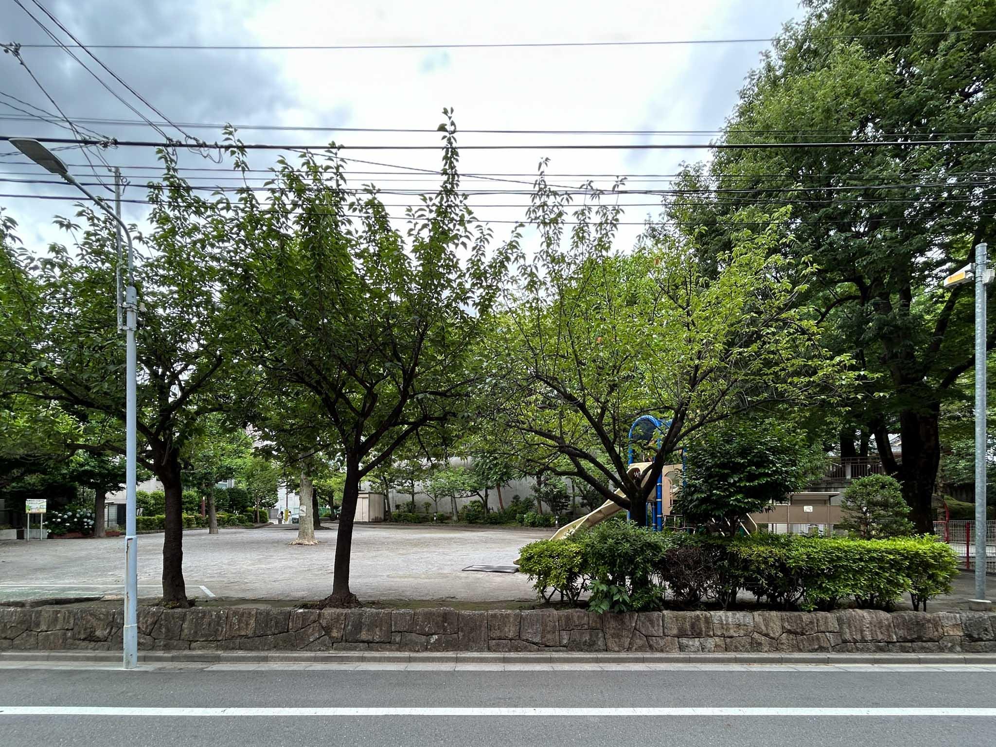 台東区浅草の賃貸物件/建物側から公園をみる