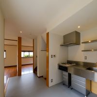 杉並区善福寺の賃貸物件/ステンレスのシンク、2口ガスコンロとすっきりと調理しやすいキッチン。背面に窓があり、光も入ります