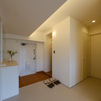 品川区東大井の売買物件/玄関周りはグレーのシート仕上げ
