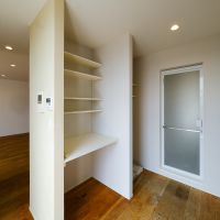 世田谷区代沢の賃貸物件/キッチン背面の収納。その右側に洗濯機置き場