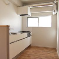 杉並区井草の賃貸物件/写真右手の壁に冷蔵庫や食器棚、家電製品をまとめることが可能です。窓があるのはポイント高め