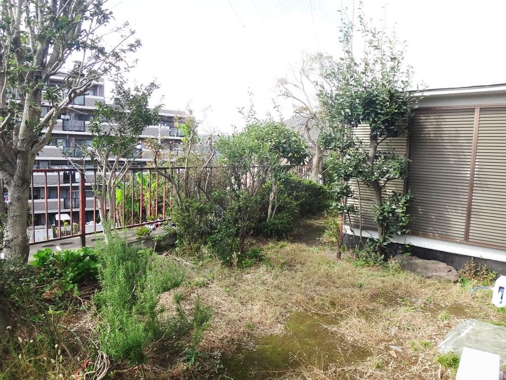 庭の先は段差になっていて、建物がないので視線が抜けています。