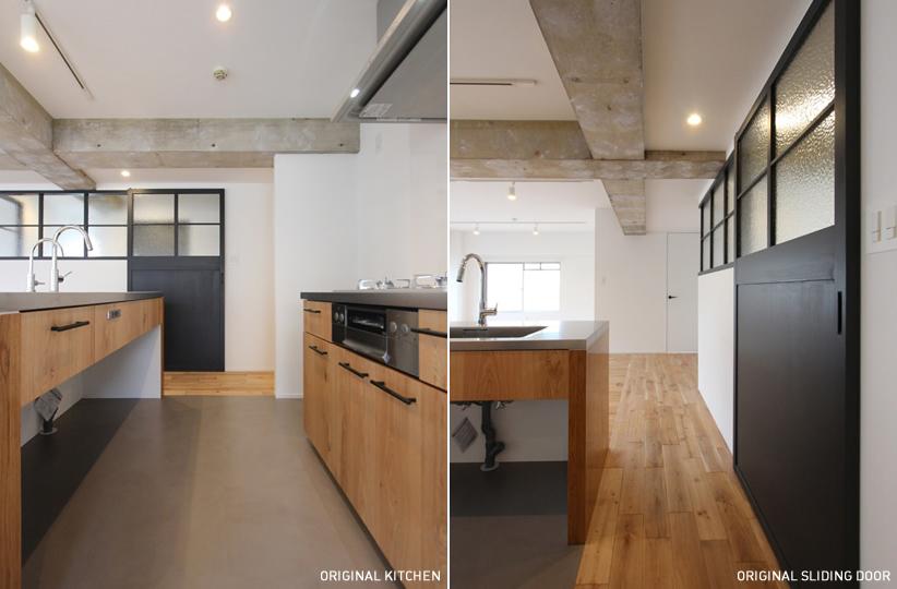 キッチンも建具もオリジナルでつくれらている