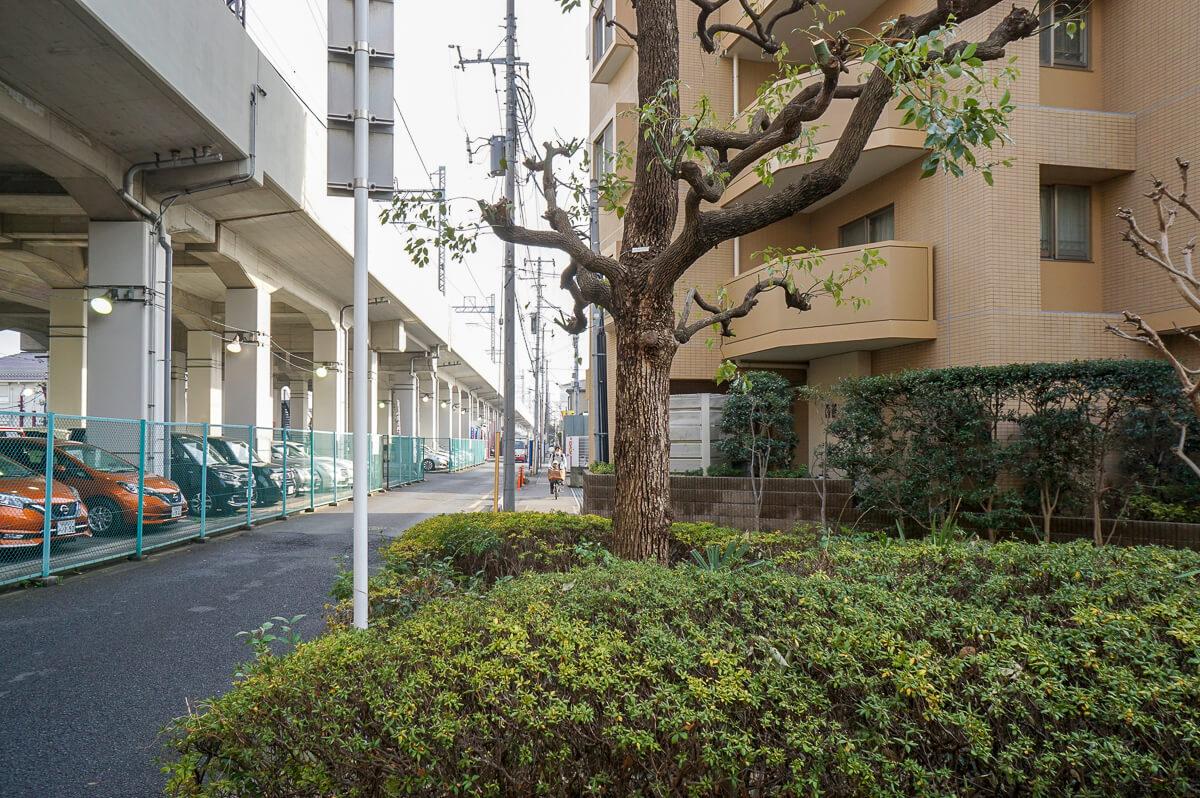 建物横の歩道