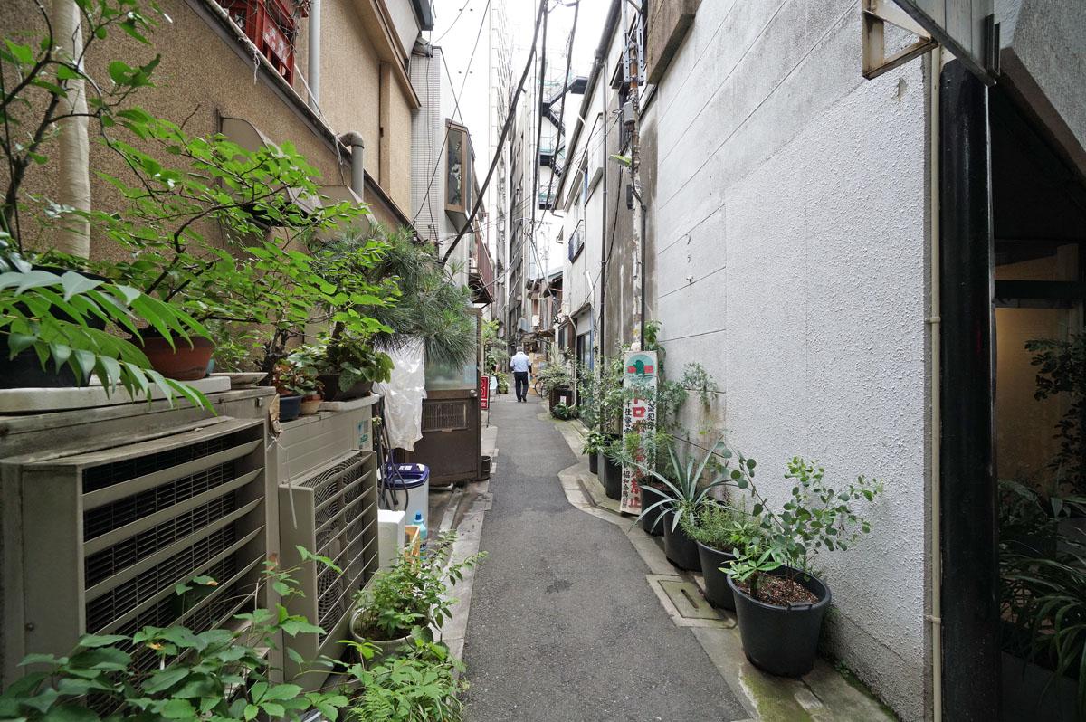 建物を正面に見て左側にも、下町情緒あふれる路地があります