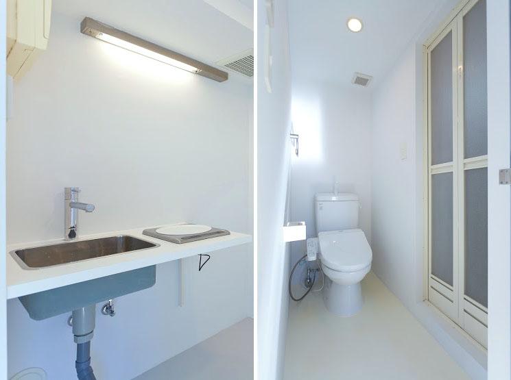 渋谷区上原の賃貸物件/キッチンはミニサイズ、トイレの奥にバスルーム