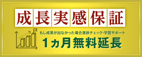 成長実感保証 もし成果が出なかった場合進捗チェック・学習サポート1ヶ月無料延長