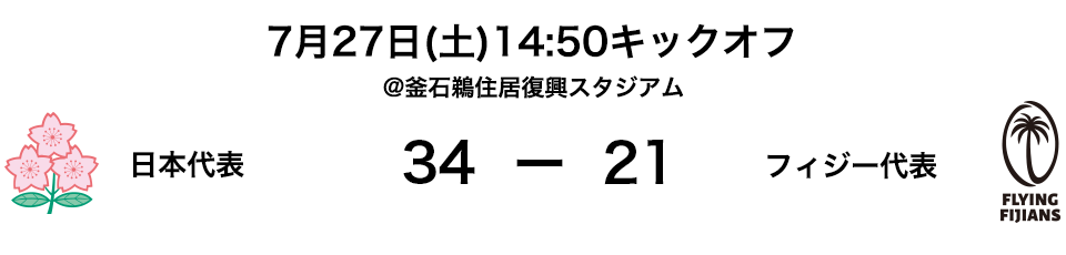 日本代表 vs フィジー代表戦