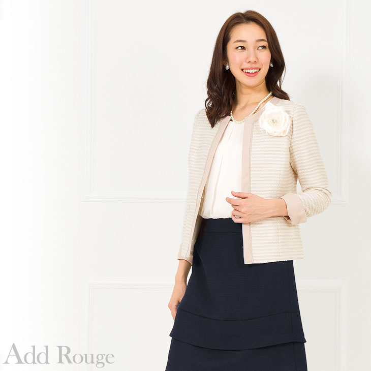ツイード ノーカラージャケット 七五三 お宮参り 結婚式 服装 ツイード ノーカラージャケット 七五三 お宮参り 結婚式 服装