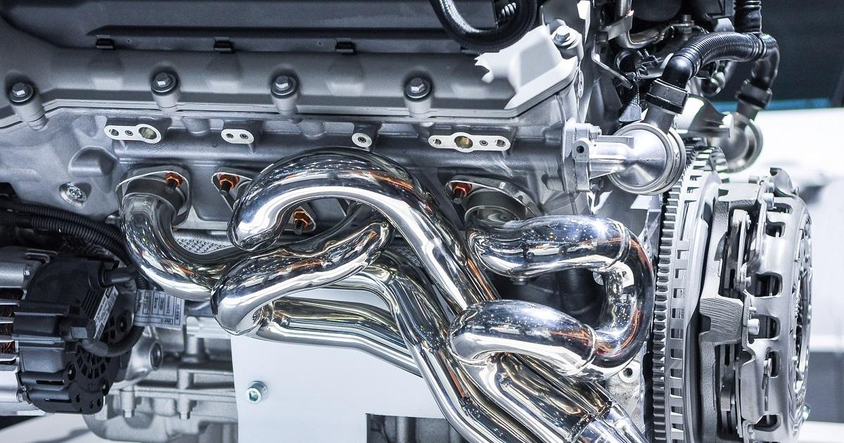 the new shiny car engine on exhibition
