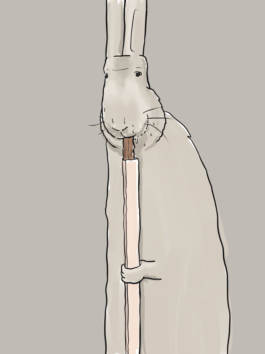 長いチュロス食ってるウサギみたいだな 