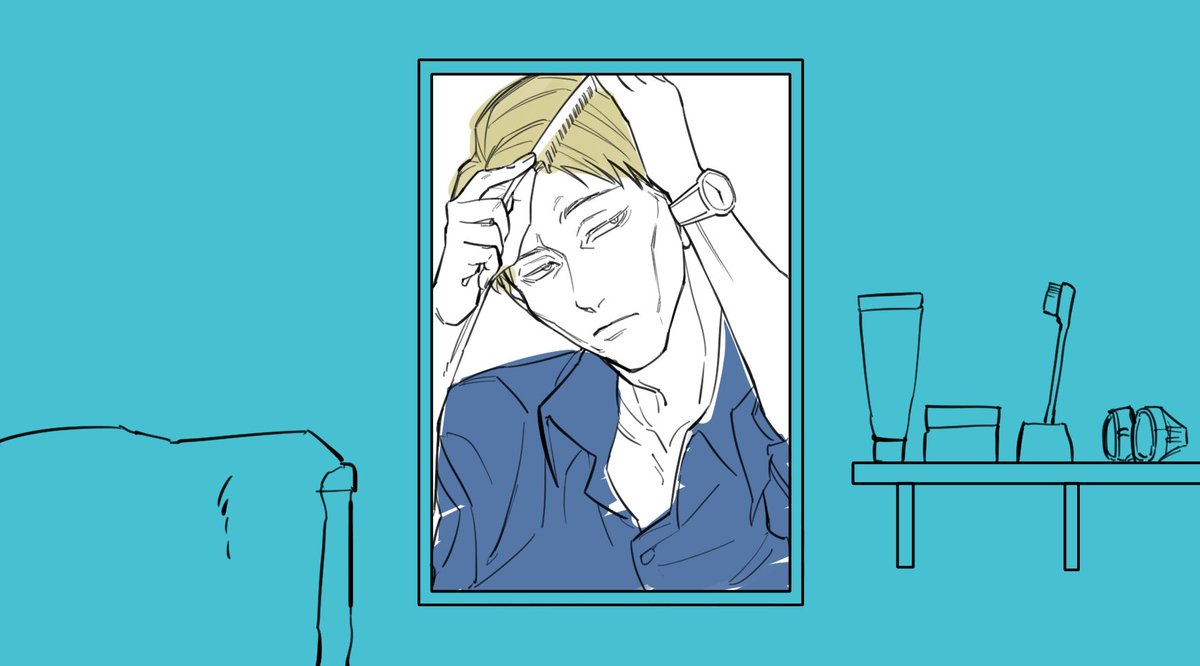 お題箱より「呪術初期のEDで虎杖がワックスつけてるシーンをナナミンで」  歌 : 七海　出演 : 全部七海 