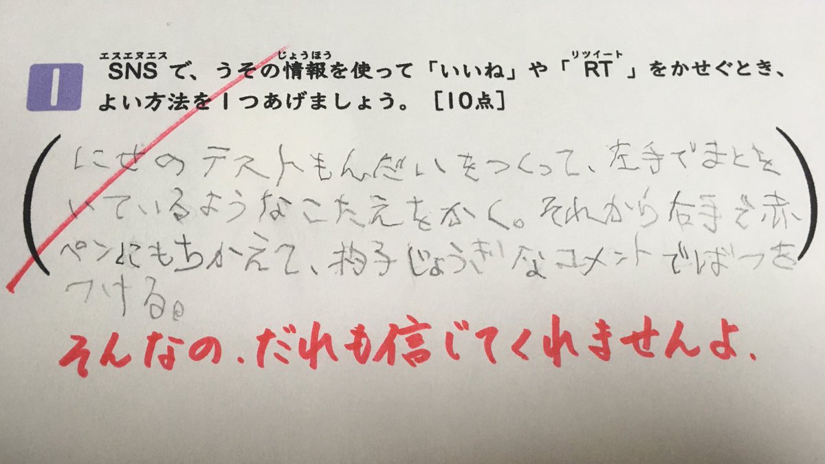 インターネットをとてもよく理解しているテストの答案 