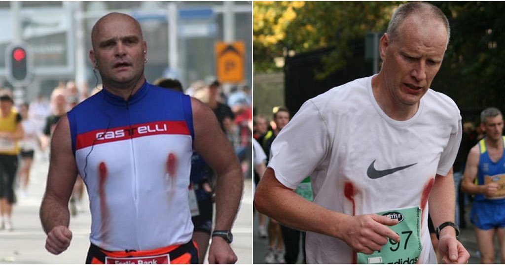 #どうでもいい知識でフォロワーの貴重な脳細胞を無駄に消費させたい  長距離マラソンで特に対策しない野郎はチクビコロリする  そして「マラソン チクビ とれる」で検索すると胸から血を流すおじさんと胸に絆創膏貼ってどや顔するおじさんたちが交互に沢山出てくる 