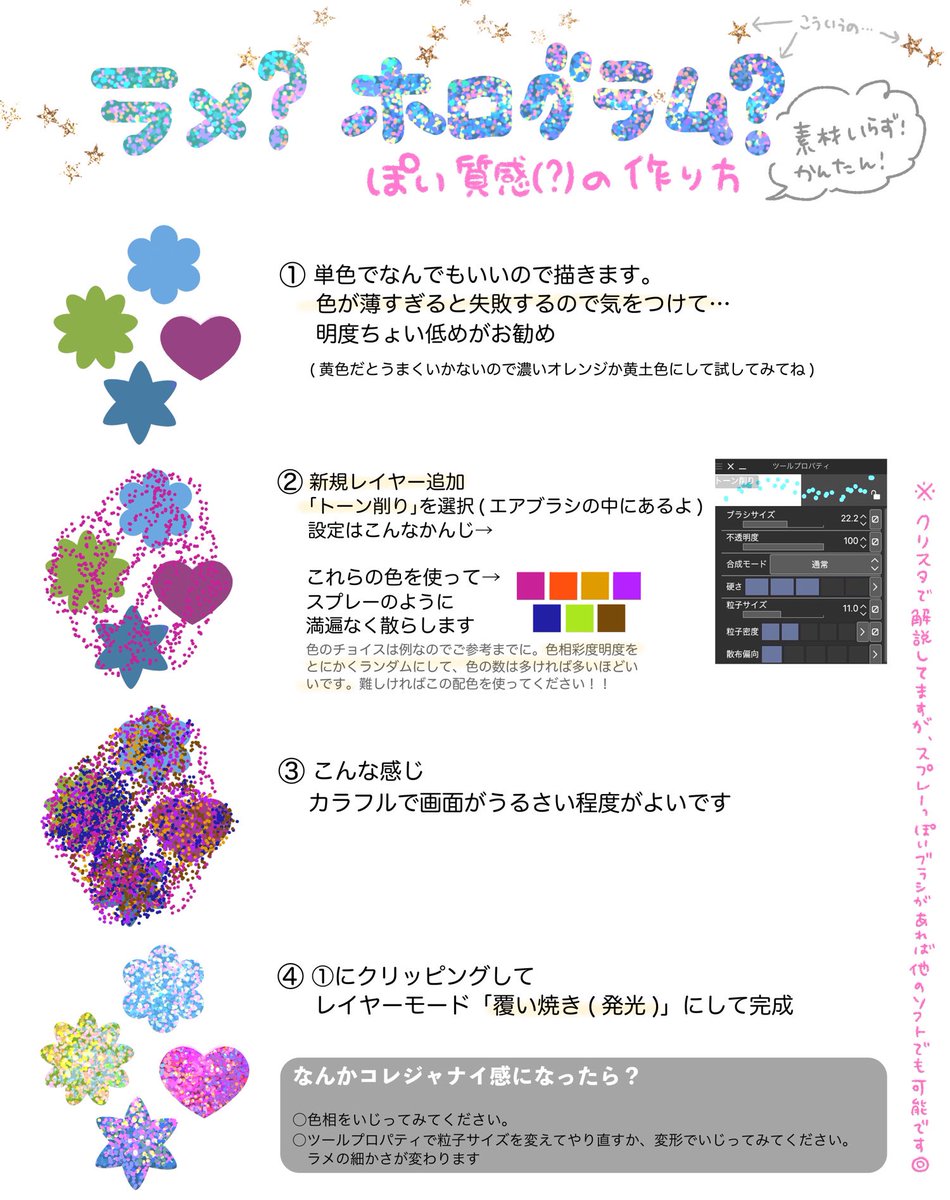 クリスタです  キラキラカワイイ絵を描く方に届け〜需要無かったら申し訳ないですがよかったらどうぞ…… 