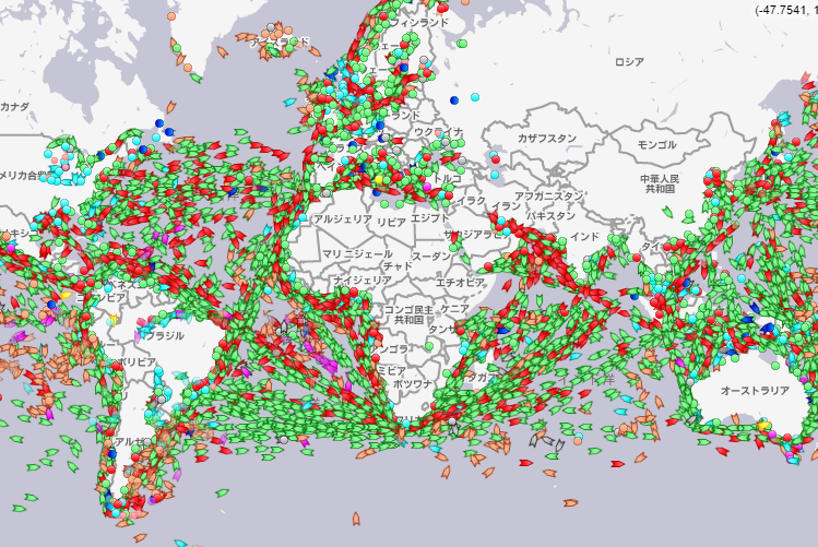 すっげ…マジでみんな喜望峰経由で航行してる…… 