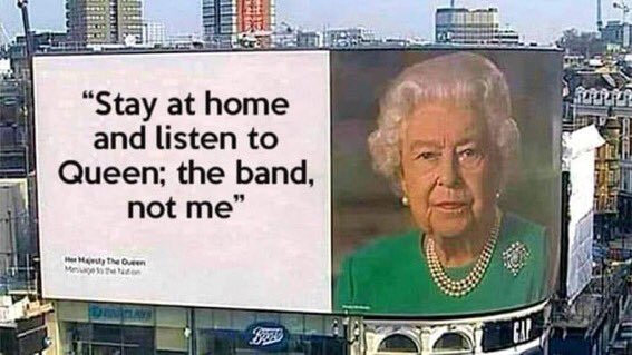 エリザベス女王の「家にいて、クイーンを聞きましょう