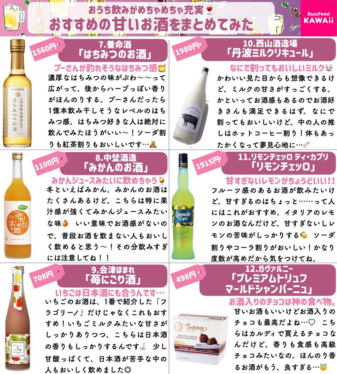 おうち飲みがめちゃめちゃ充実する「おすすめの甘いお酒」を厳選しました🍹 全部おいしいから飲みすぎ注意